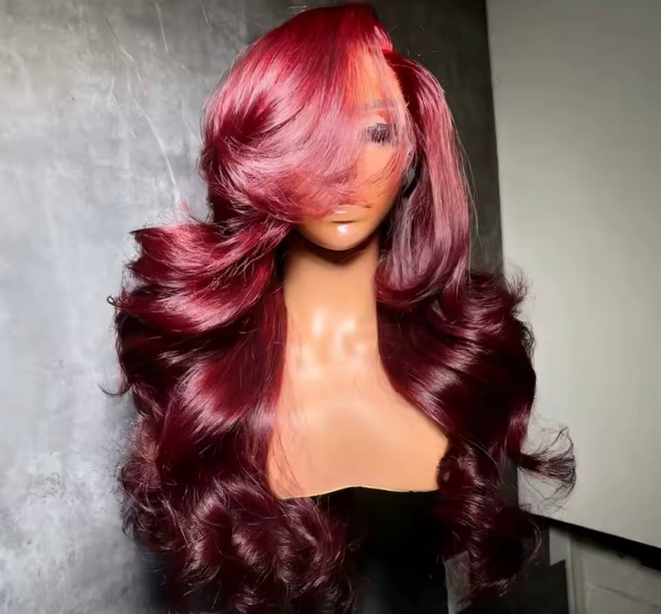 13x4 250% Brazillian Burgundy Body Wave Wig