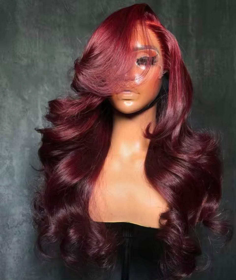 13x4 Wear And Go Glueless Burgundy Body Wave Wig