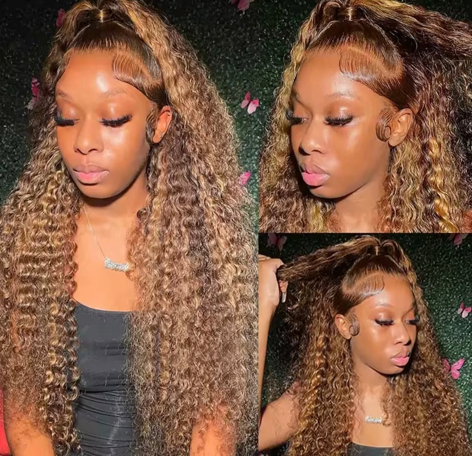 360 Lace Pre-plucked Deep Wave Highlight Wig