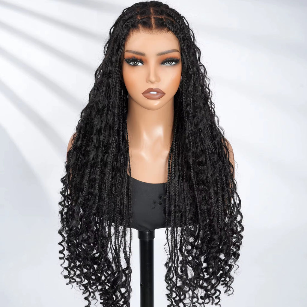 26 Inch 1B Glueless Transparent Braided Lace Wig