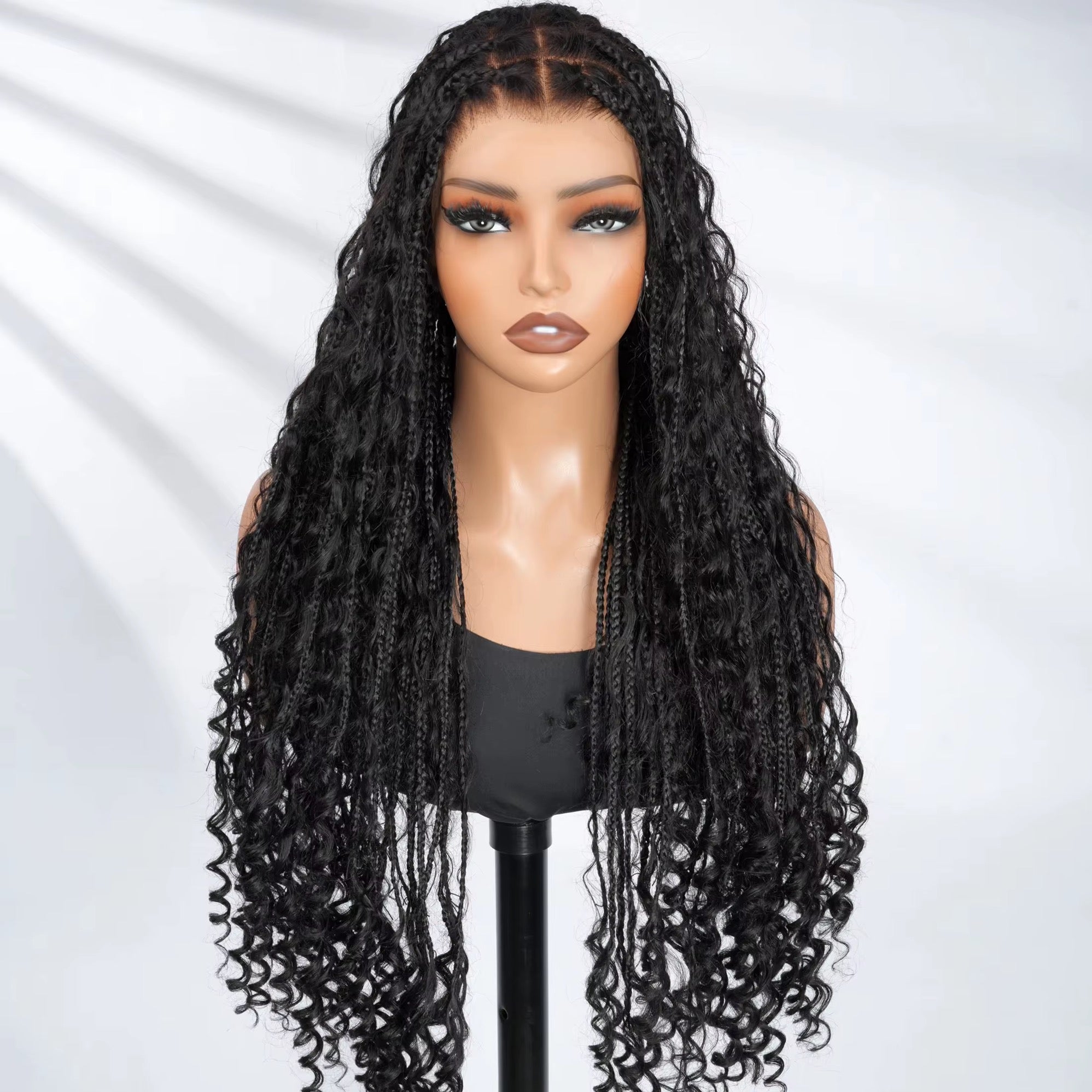 26 Inch 1B Glueless Transparent Braided Lace Wig