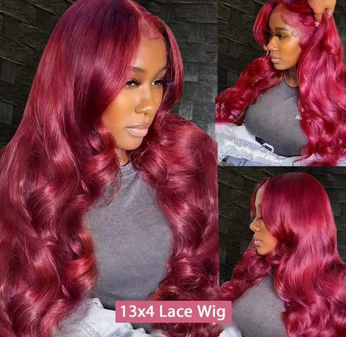 13x4 250% Brazillian Burgundy Body Wave Wig