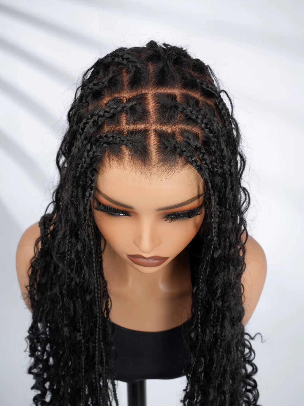 26 Inch 1B Glueless Transparent Braided Lace Wig