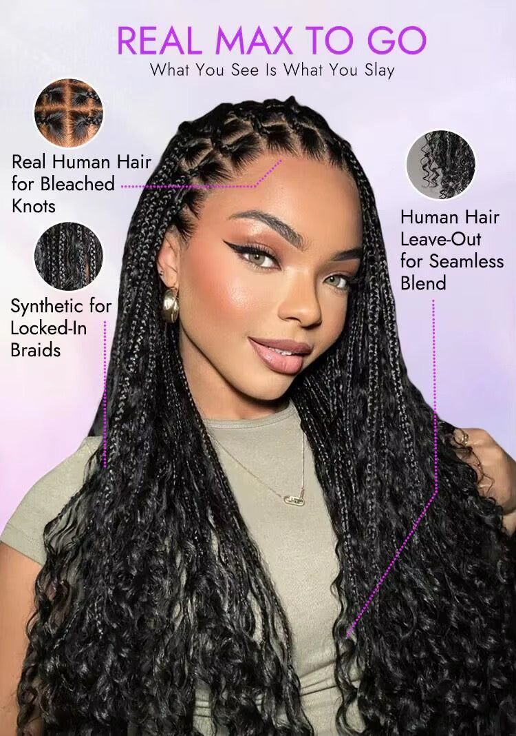 26 Inch 1B Glueless Transparent Braided Lace Wig