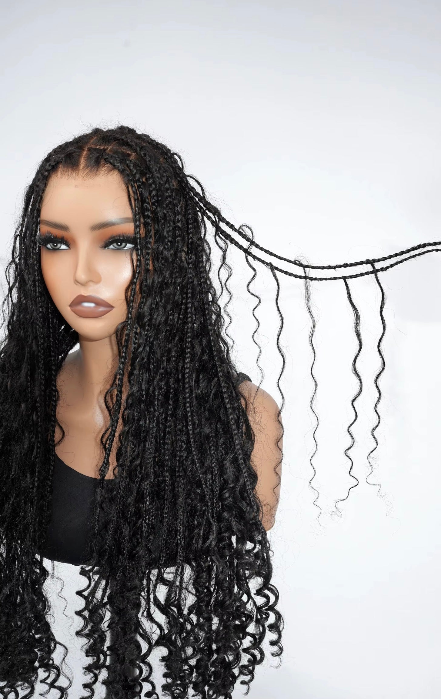 26 Inch 1B Glueless Transparent Braided Lace Wig