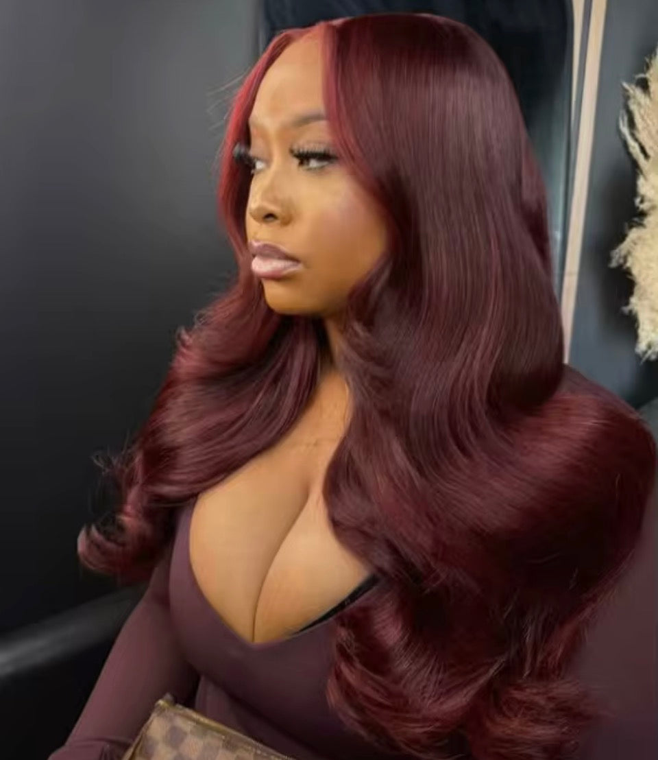 13x4 Wear And Go Glueless Burgundy Body Wave Wig