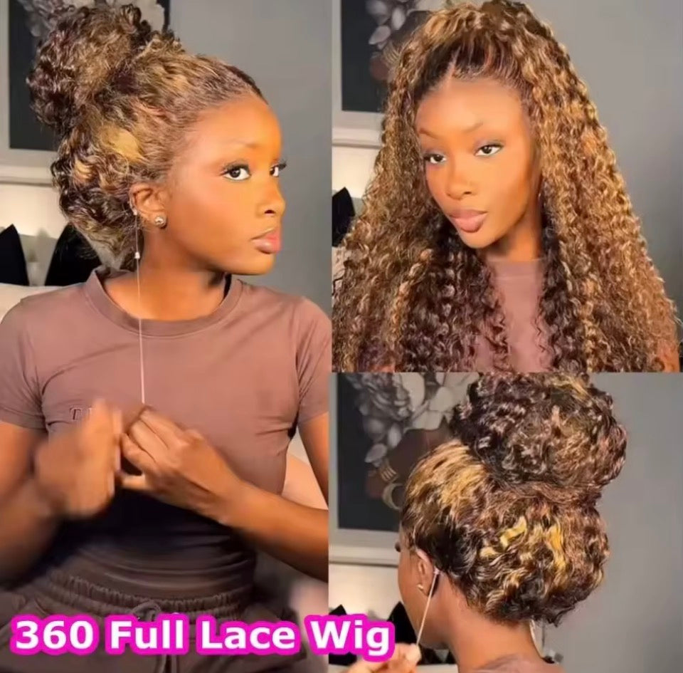 360 Lace Pre-plucked Deep Wave Highlight Wig