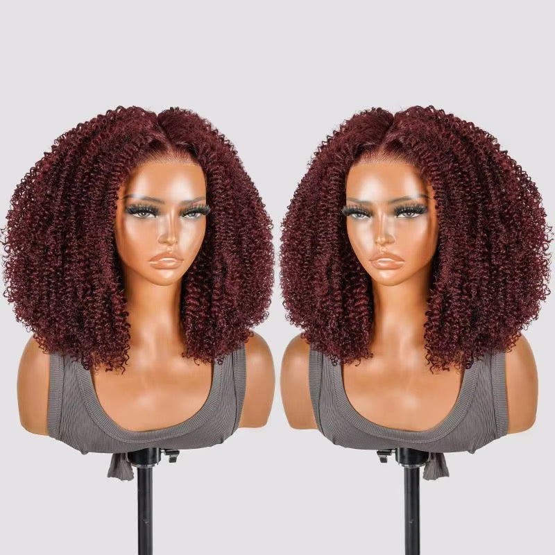 Cherry Red Glueless Kinky Curly Brazilian Wig